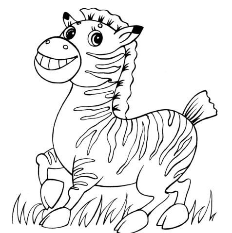 Funny Zebra Coloring Page